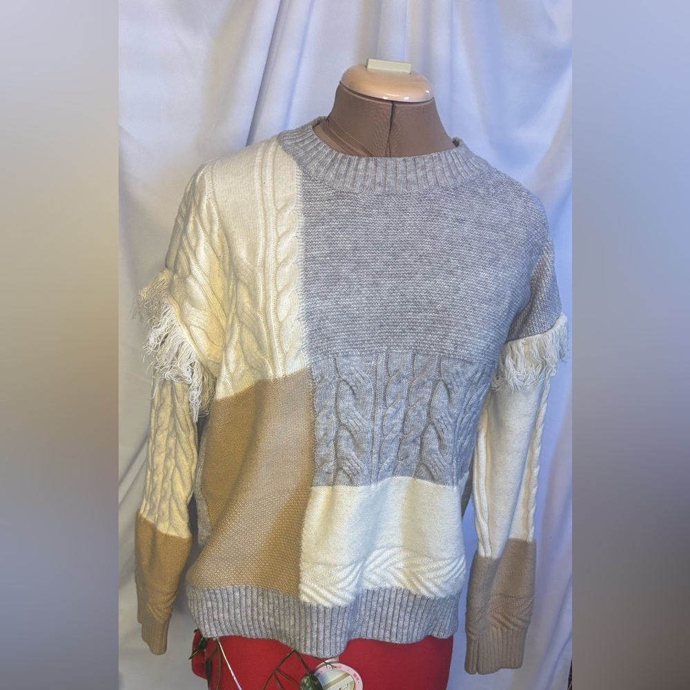 Women's Colorblock Cable Knit Sweater